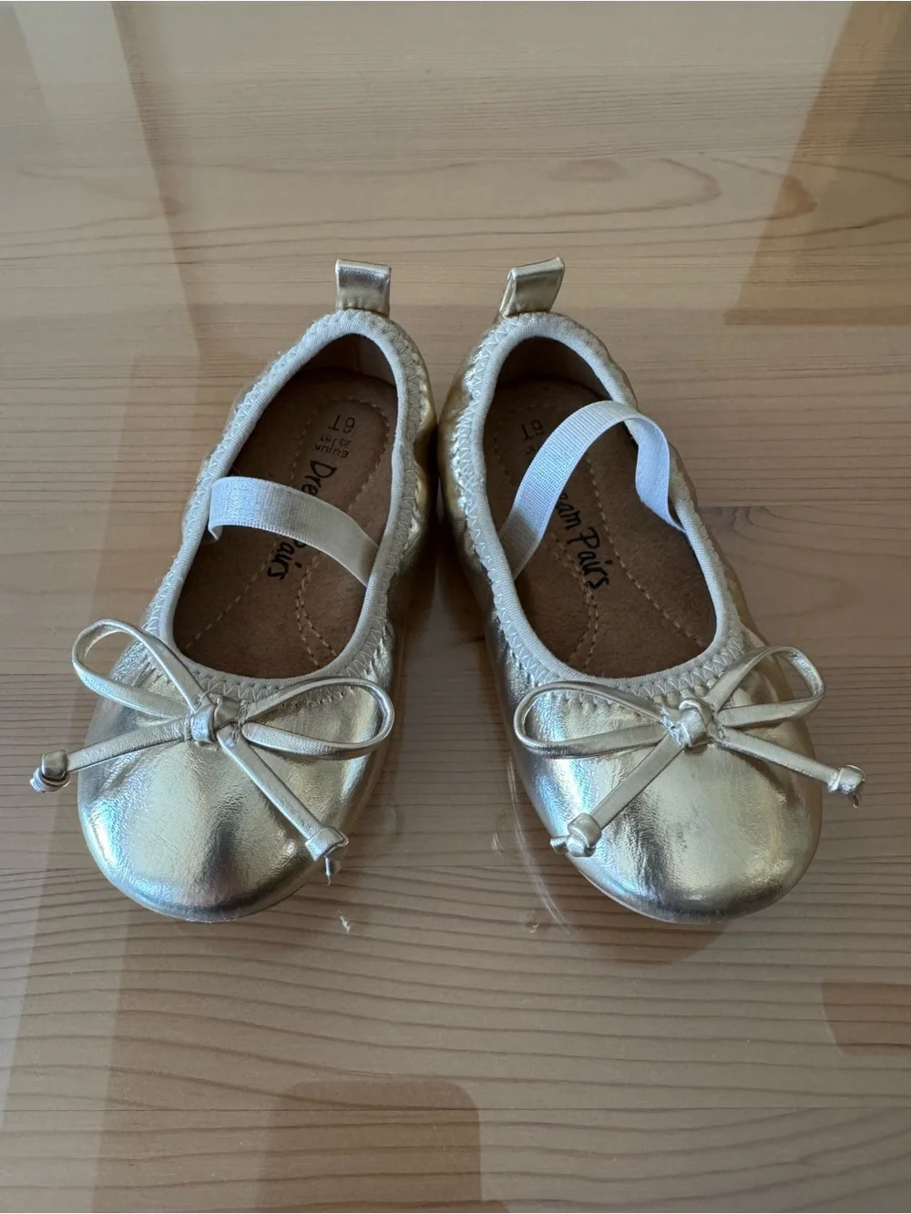 Dream Pairs Toddler Metallic Gold Ballet Flats with Bow, size 6